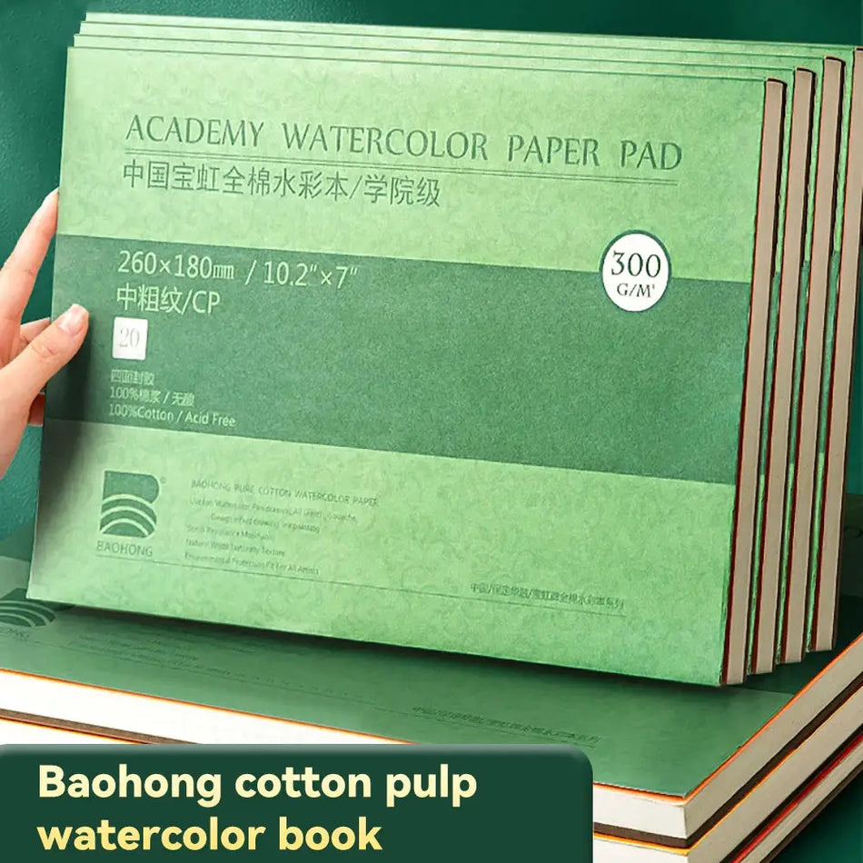 Baohong 100% Cotton Artist Watercolor Paper Block 300g 20sheets Professional Watercolor Sketchbook Pad For Painting Art Supplies by InterCyprus Trading Ltd
