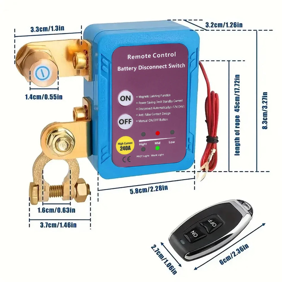 Remote Battery Disconnect Switch 12V 240A For Car And Truck