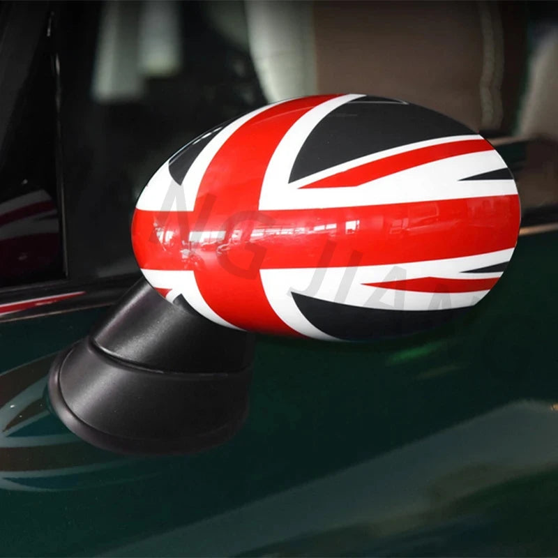 Mini Cooper R50 R52 R53 Black Flag Rear View Mirror Covers - 2PCS Decorative Accessories
