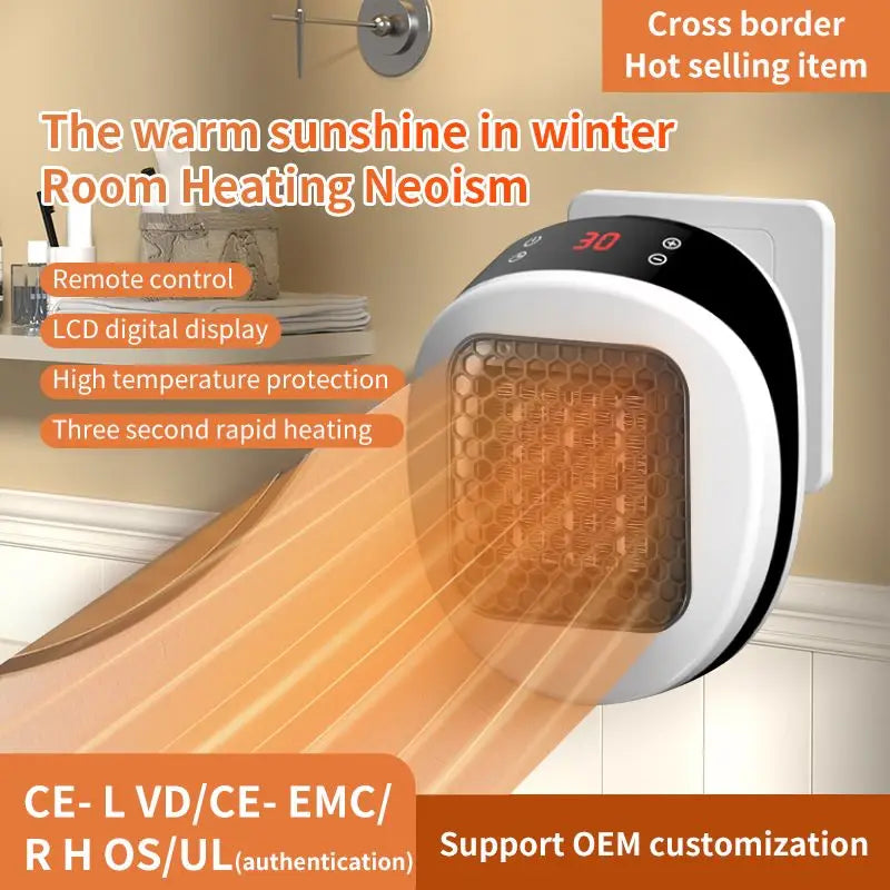 800W Bærbar Badeværelsesvarmer PTC Keramisk Fjernbetjening