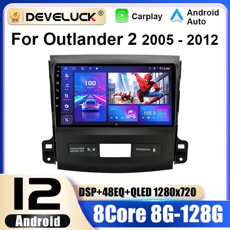 Autoradio 2 Din Android 12 per Mitsubishi Outlander XL 2005-2012 Multimedia GPS Navigazione CarPlay 4G Autoradio Auto