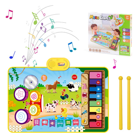 Coolplay Cartoon Musical Piano Mat &ndash; Interactive Educational Play with 6 Instrument Sounds D farm animals