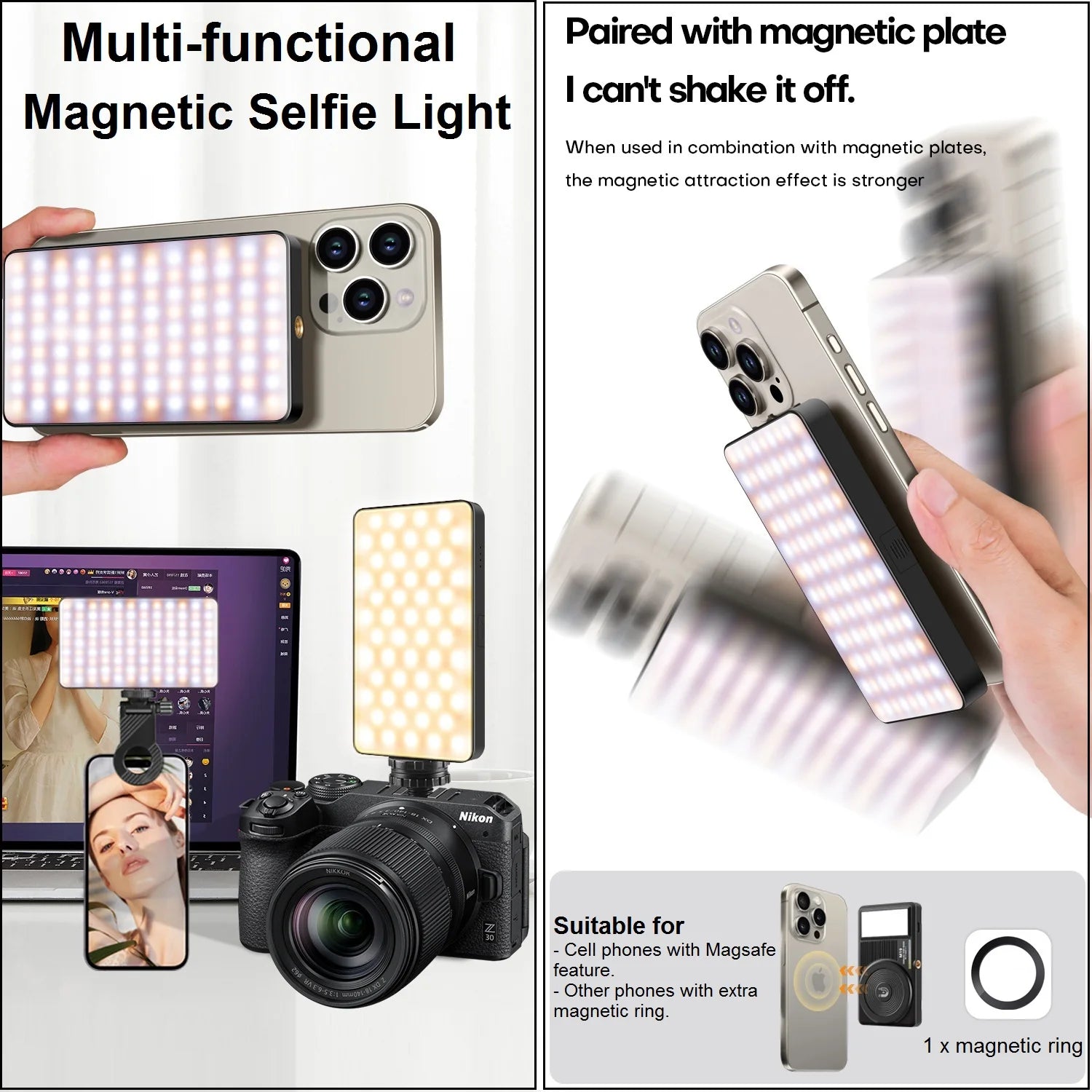 Magnetic Selfie Light Clip for iPhone