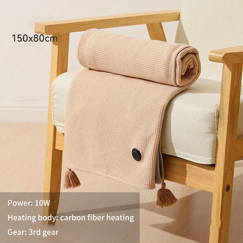 Wearable USB Electric Heated Blanket &ndash; Three Heating Levels Apricot