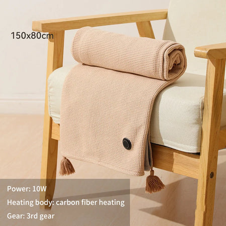Wearable USB Electric Heated Blanket &ndash; Three Heating Levels Apricot