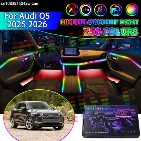For Audi Q5 2025 2026 GU MK3 3th RGB Car Interior Ambient Lights Strips Breathing Lighting Kit App Control LED strips Auto Parts by InterCyprus Trading Ltd