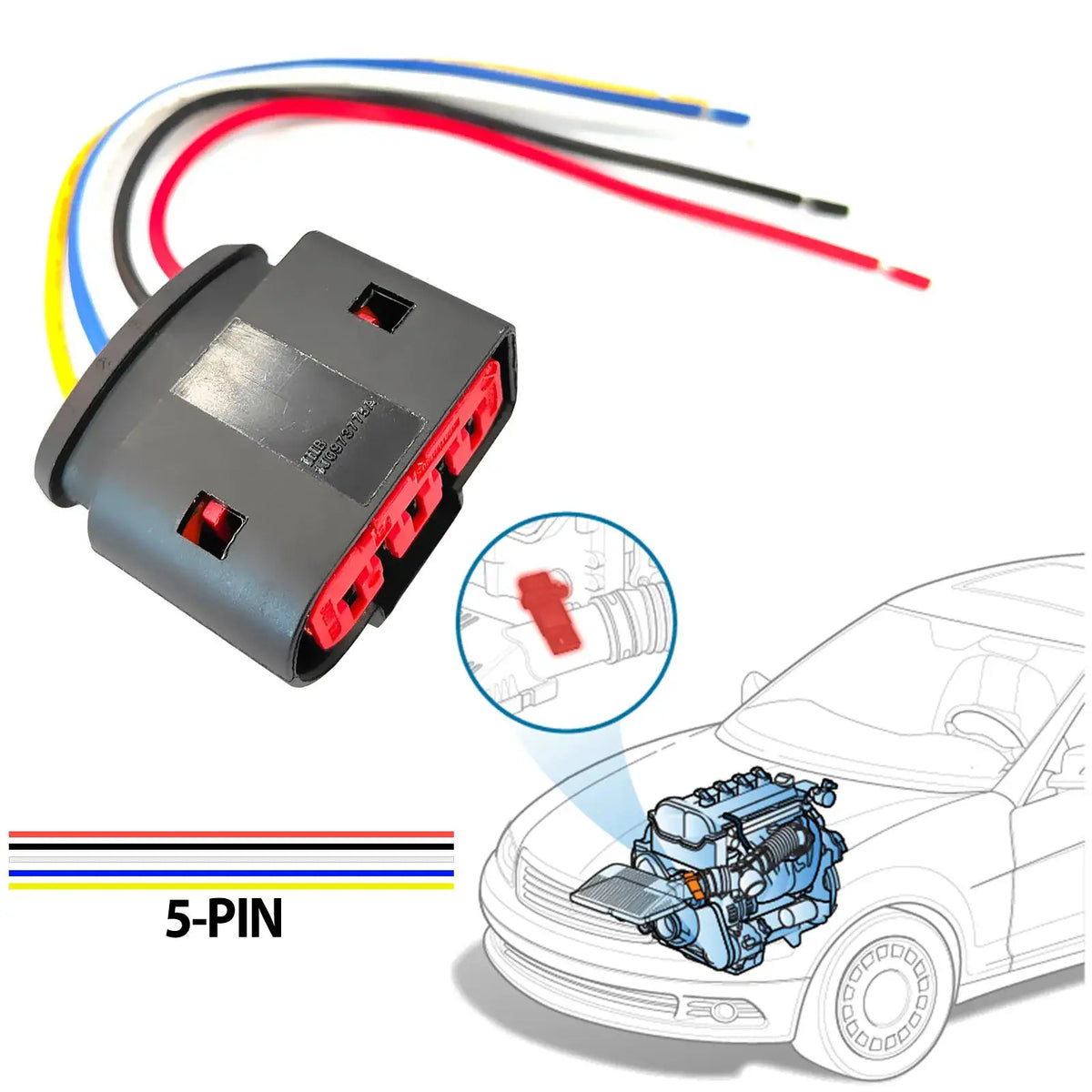 2pcs For VW Sharan Golf Bora Polo Passat Touran Jetta Caddy T5 MAF Mass Air Flow Meter Sensor Connector Plug Wiring 1J0973775A by InterCyprus Trading Ltd