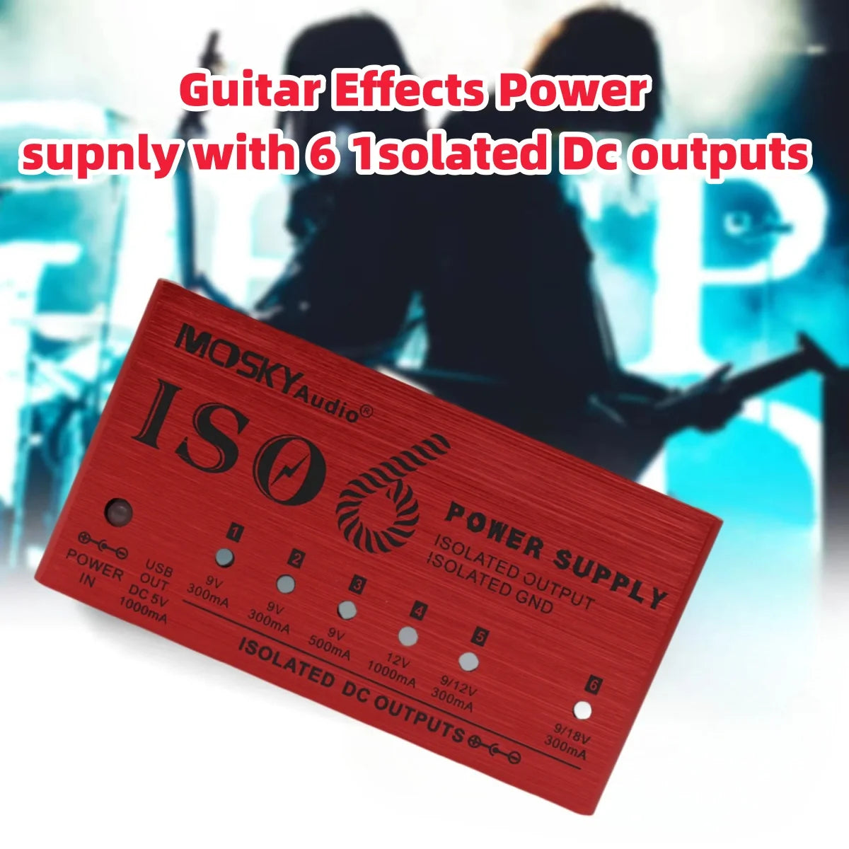 Mosky ISO-6 Guitar Pedal Power Supply &ndash; Six Isolated DC