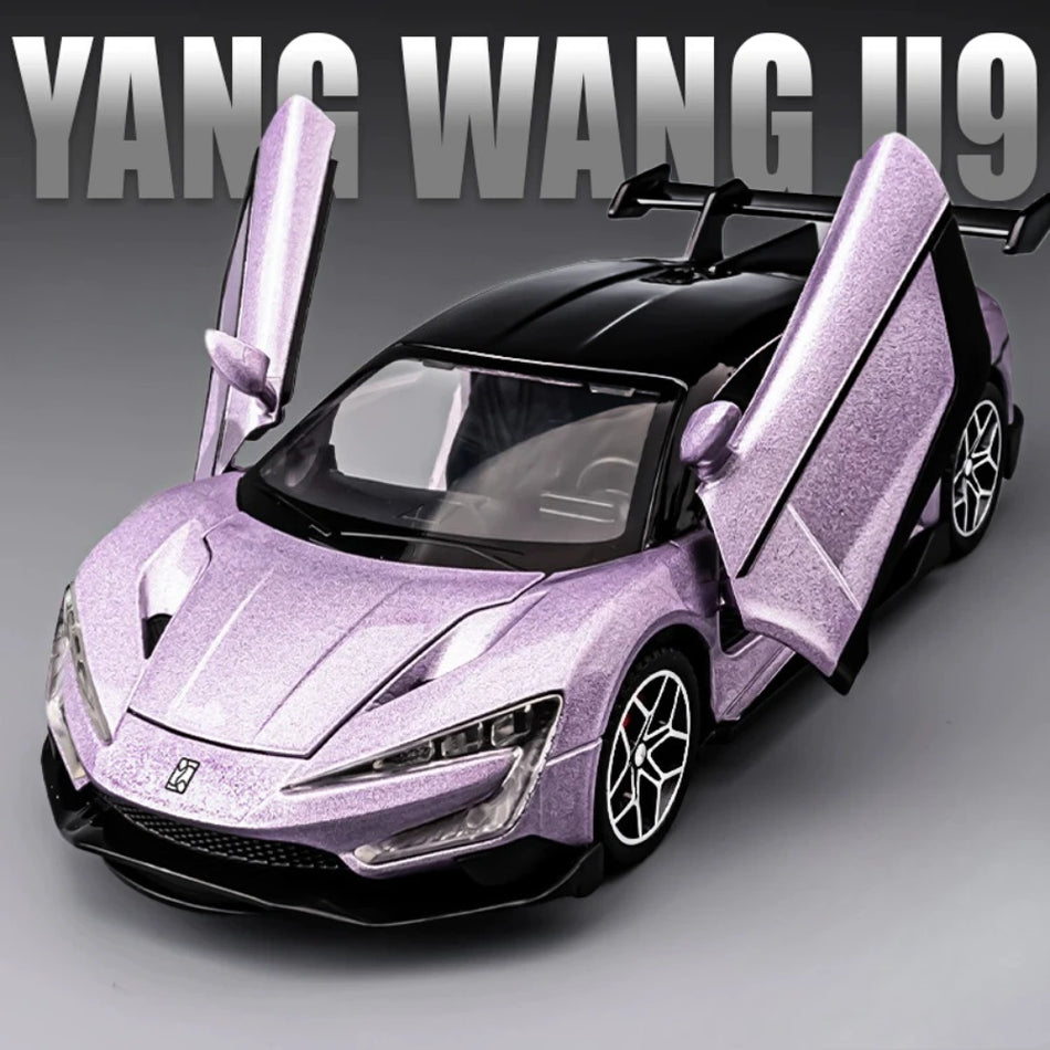 Diecast modeļa auto 1:32 mērogā, sakausējums, šķēru durvis Yangwang U9
