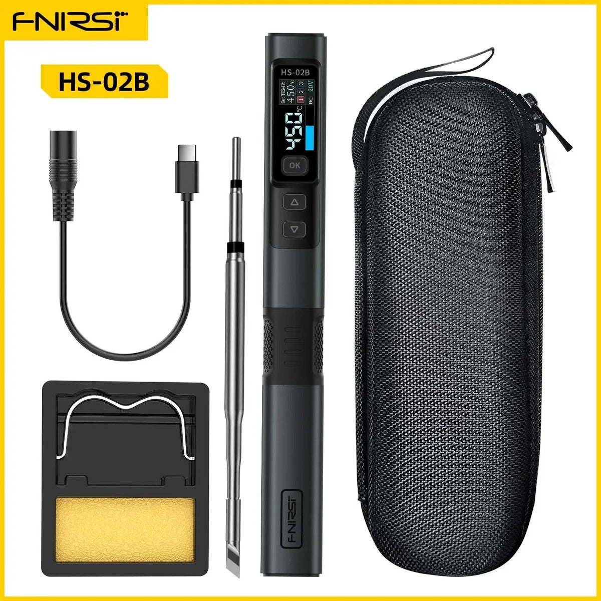 FNIRSI HS-02 Soldering Iron &ndash; Smart Sleep with IPS Color Display HS-02B