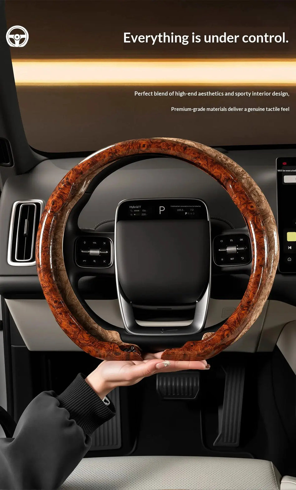Car integrated steering wheel protective cover, peach wood texture anti fouling and anti-wear, available in multiple colors by InterCyprus Trading Ltd