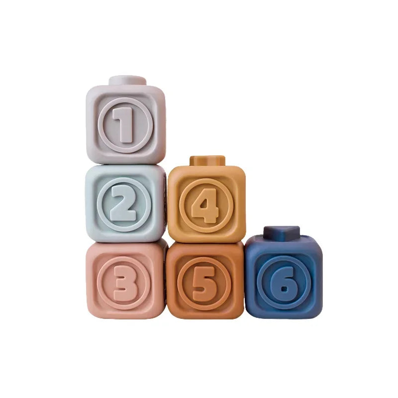 Soft Rubber Block Toy &ndash; Safe and Educational Stacking Fun 6 pieces A