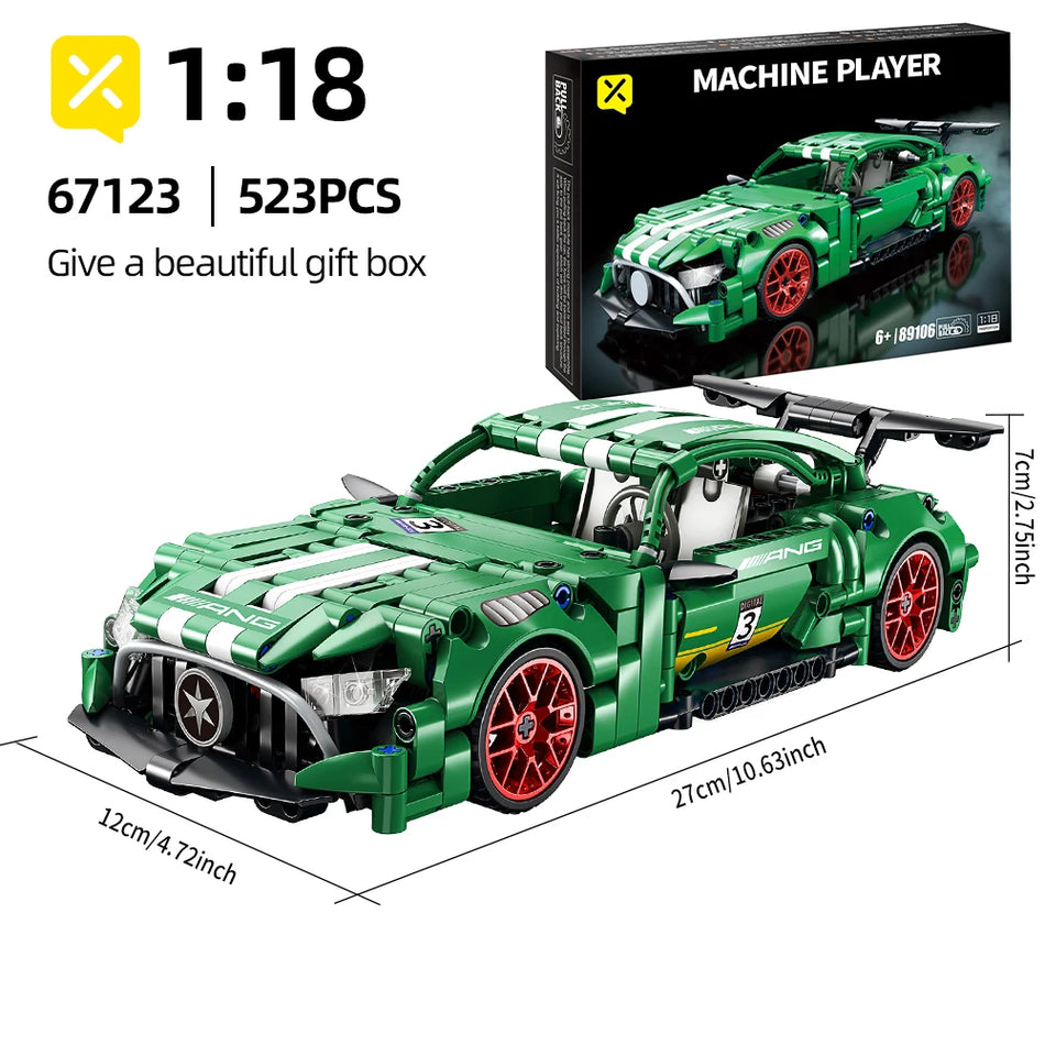 ToylinX 1 18 Mattoncini da Costruzione Auto da Corsa Giocattolo Scatola Regalo