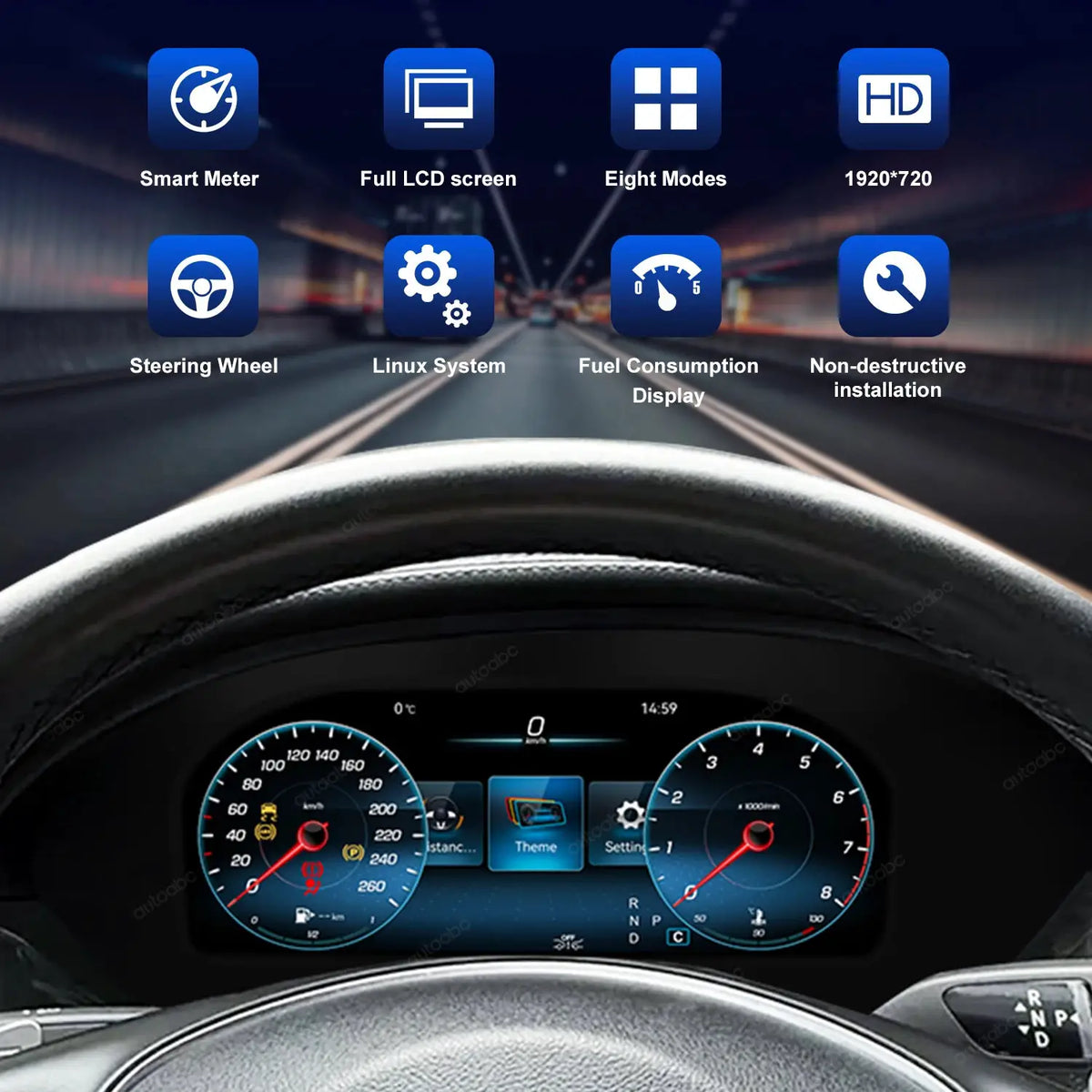 12.3 "1720*720 LCD Digital Dashboard Cluster Wireless CarPlay Android Auto For Benz CLS 2012-2017year support Steering wheel by InterCyprus Trading Ltd