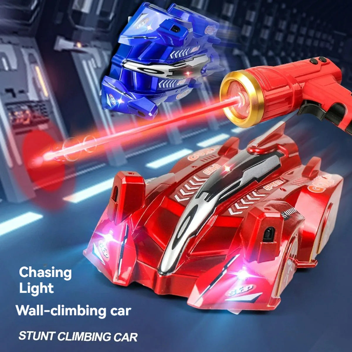 RC Car Stunt Vehicle &ndash; Laser Tracking and Wall Climbing Red -PQC