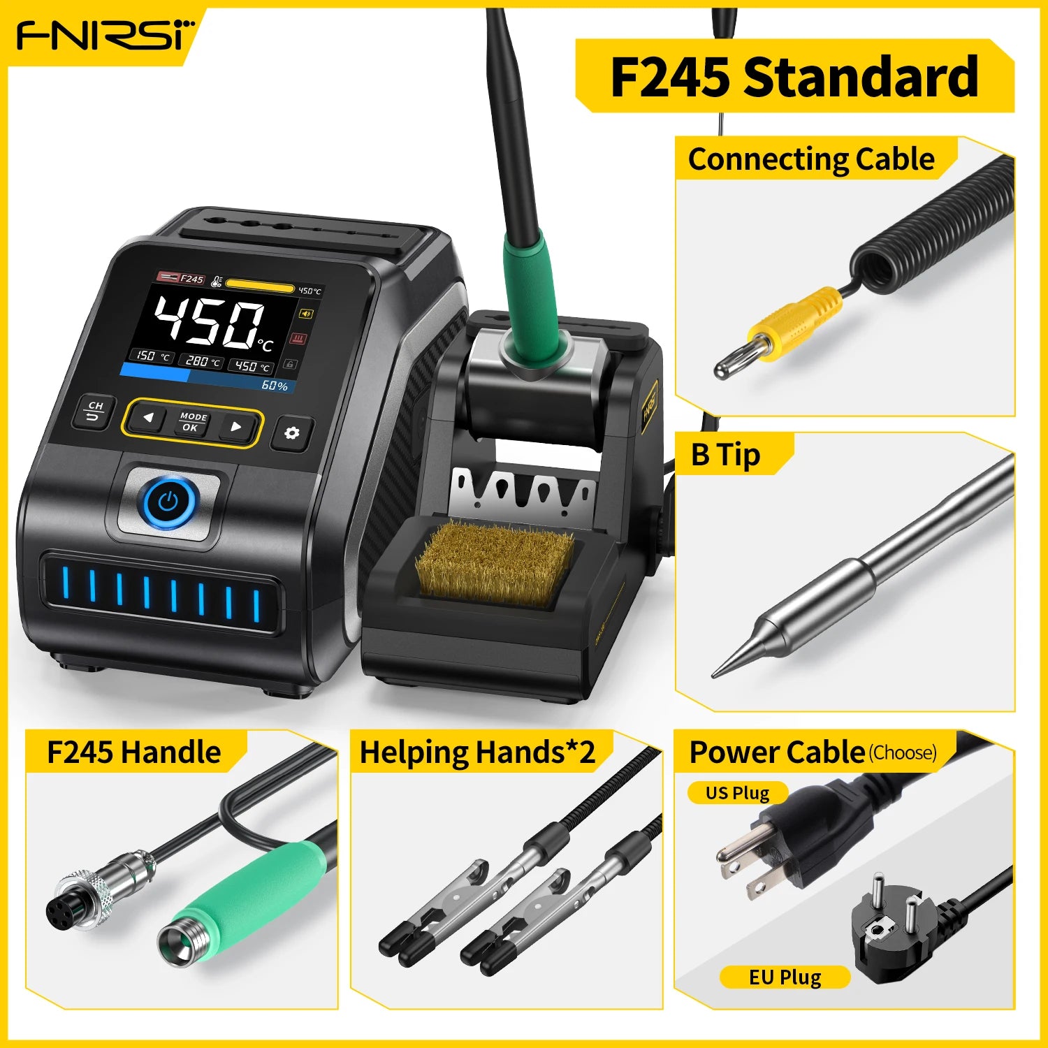 FNIRSI DWS-200 &ndash; 200W Soldering Station with C210/C245 DWS-200 F245-BTip / US (110V-240V)