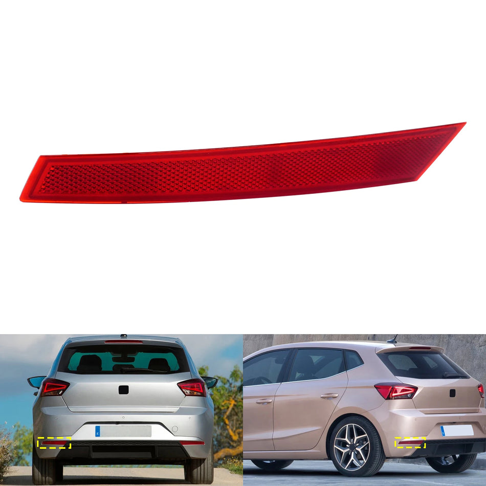 Linke hintere Stoßfänger-Reflektorlinse für Seat Ibiza KJ1 2017-2021 Rot, kratzfestes ABS