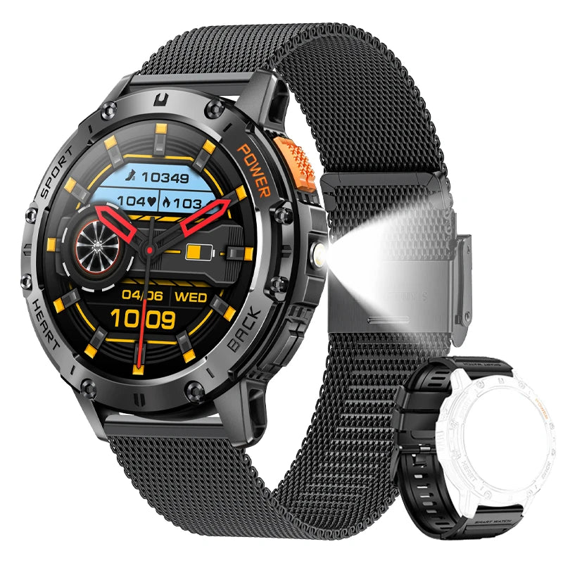 Android iOS AMOLED Smart Watch Men &ndash; Ultra Lightweight mesh belt black