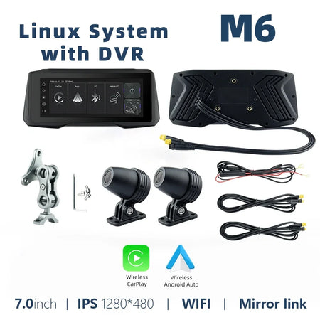 EKIY 7 Inch Portable Motorcycle GPS Display &ndash; Wireless CarPlay and Android Auto M6-DVR