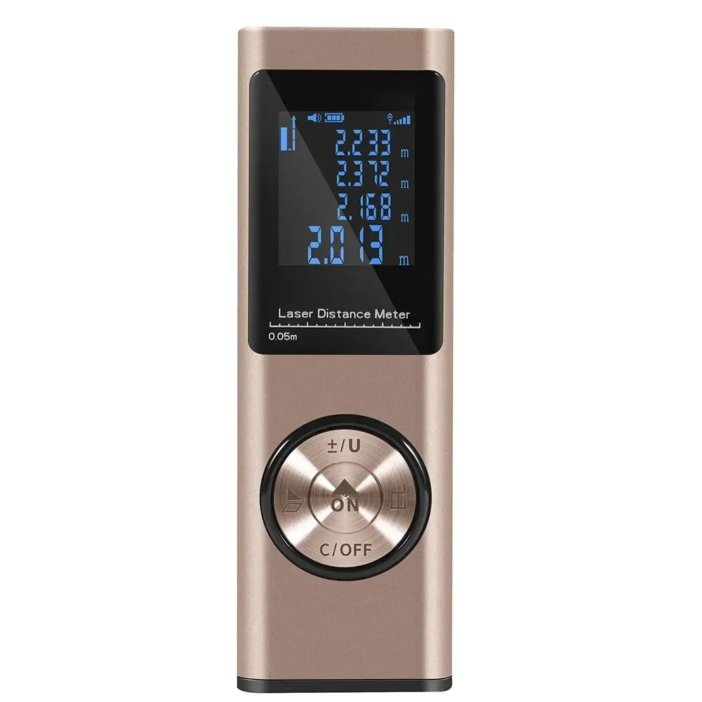 Portable Laser Rangefinder Tape Measure &ndash; Ultra Compact Gold / 40m