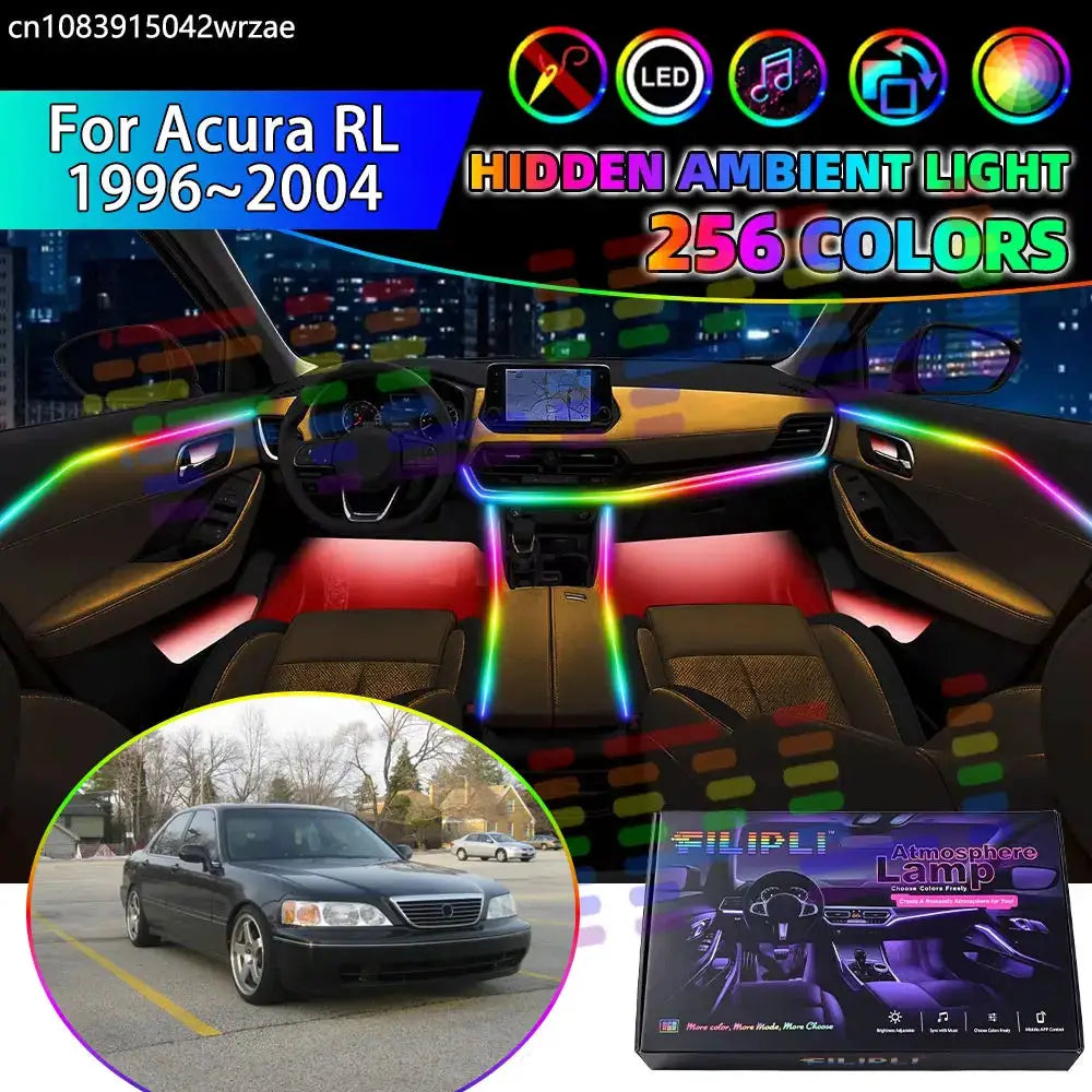 For Acura RL 1996~2004 KA9 MK1 RGB Car Interior Ambient Lights Strips Breathing Lighting Kit App Control LED strips Auto Parts by InterCyprus Trading Ltd