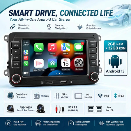 Android 13 Car Radio With GPS And WiFi For Volkswagen Passat B6 B7 Golf 5 6 Polo Jetta Skoda by InterCyprus Trading Ltd