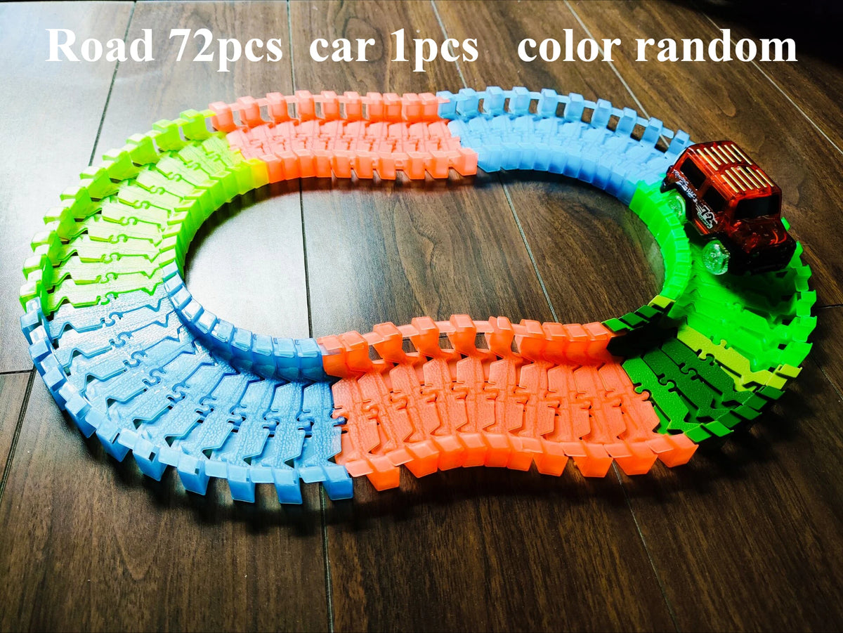 Mitty Kids Night Light Track Set &ndash; Easy Assembly Fun Road 72pcs car 1pcs