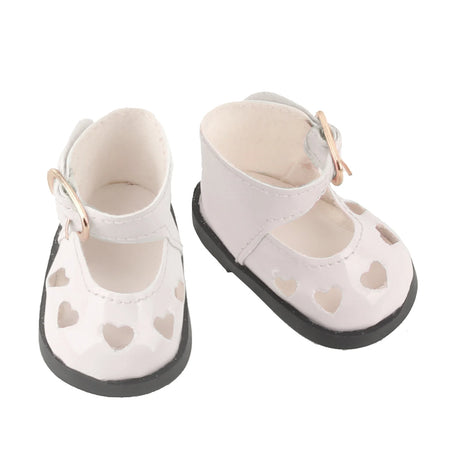 Charming 5.5CM PU Leather Mini Doll Shoes with Heart Bow for 14-Inch Dolls