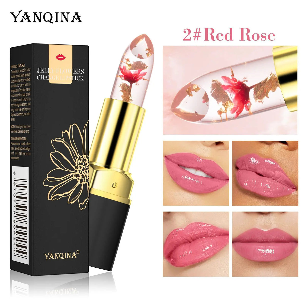 YANQINA Magic Lipstick Florett Jelly - Long Lasting Gold Foil, 24 Hours YQN8924-02