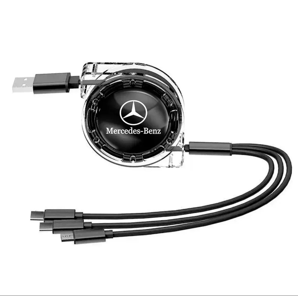 Car Interior 3 In 1 Fast Charger USB Data Cable &ndash; Convenient Connectivity for Mercedes Benz black / For Mercedes Benz