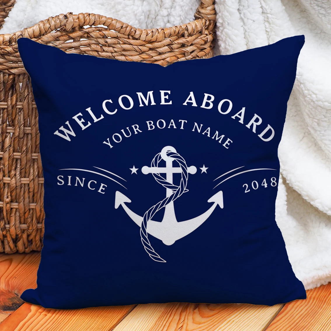 Personalised Nautical Anchor Pillow Covers for Home and Yacht Decor LK240728000081 / 50X50CM
