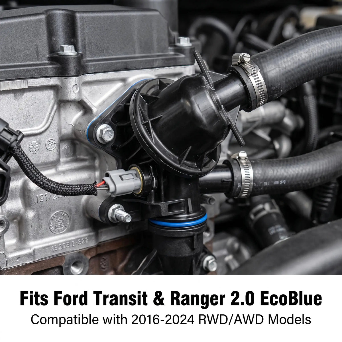 Engine Coolant Thermostat Housing Assembly GK3Q-9K478-CA KK3Q-9K478-BA for Ford Transit Ranger 2.0 EcoBlue 2350518 2037004 by InterCyprus Trading Ltd