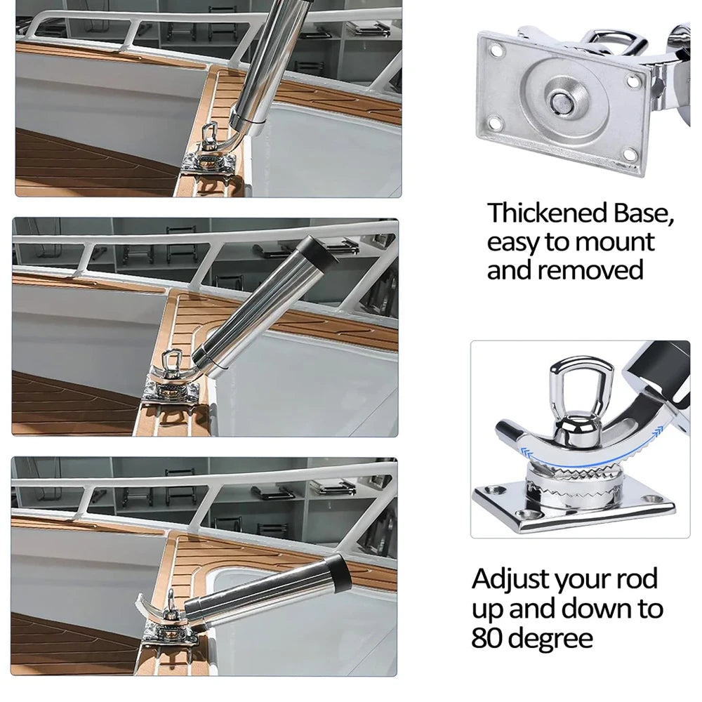 Fishing Boat Rod Holder 316 Stainless Steel - Adjustable