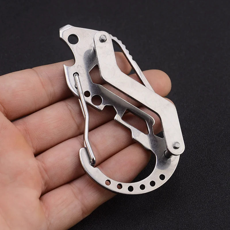 Carabiner Stainless Steel Outdoor Camping Mountaineering Multifunction Tool Key Clip Keychain  Lock Screwdriver Wrench