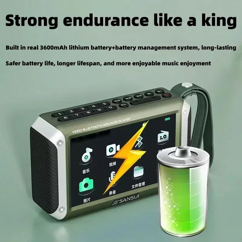 SANSUI F53 Wireless Bluetooth Speaker with LED Display, FM Radio, and MP4 Player