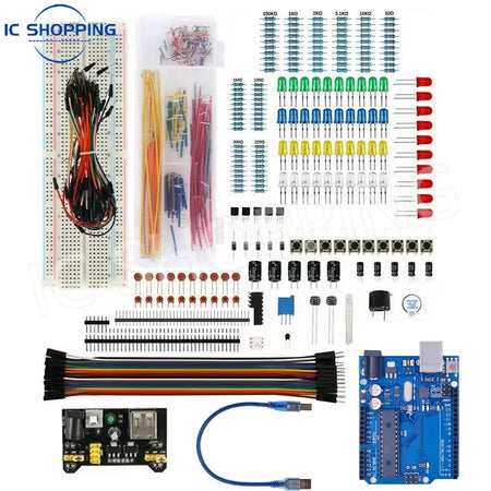 830Pcs DIY Electronics Starter Kit &ndash; Comprehensive Arduino UNO R3 Foundation DIP Chip