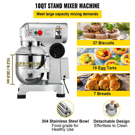 10 To 30L Commercial Dough Mixer Stainless Steel