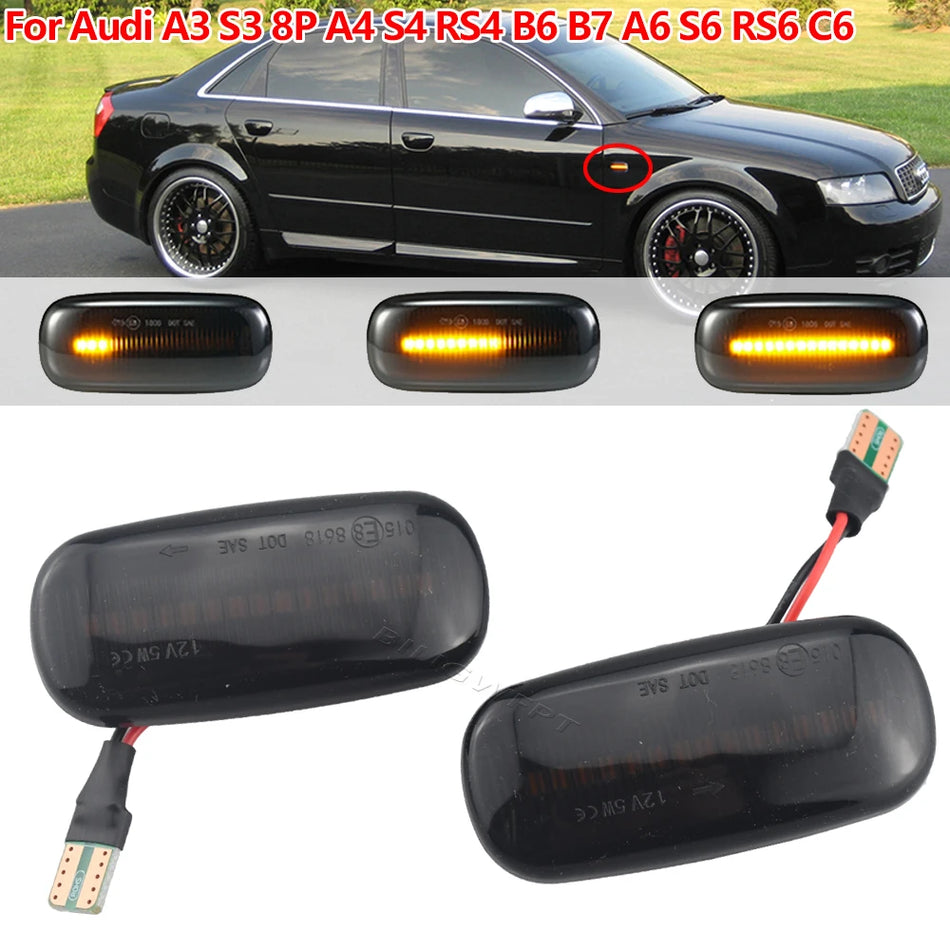 LED boční světlo na blatníku pro Audi A3 S3 8P, A4 S4 RS4 B6-B8, A6 S6 RS6