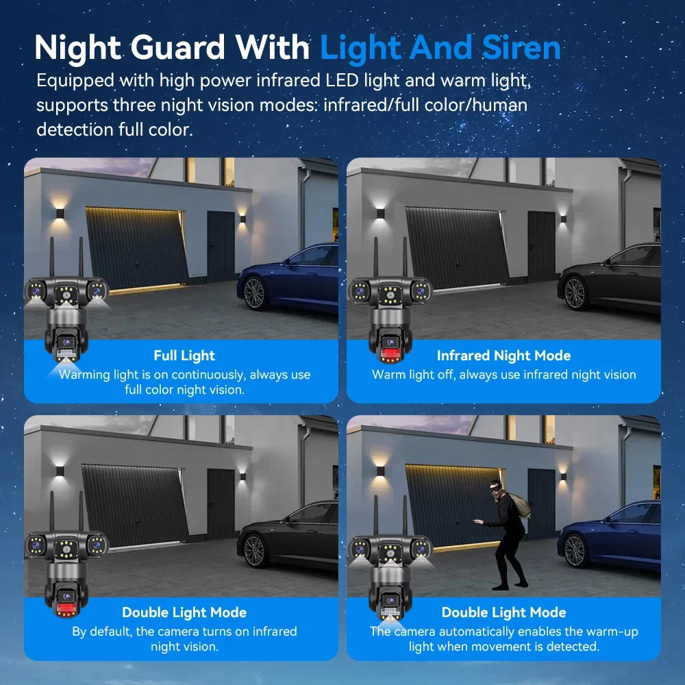 Ultra HD V380 Pro 6K Outdoor WiFi IP Camera with 12MP Triple Lenses, Night Vision &amp; IP66 Waterproof Security Surveillance