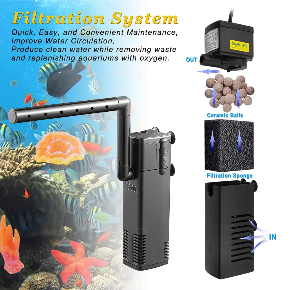 Low Level Water Submersible Filter Pump &ndash; Superior Filtration And Vertical Oxygenation For 40L To 250L Tanks
