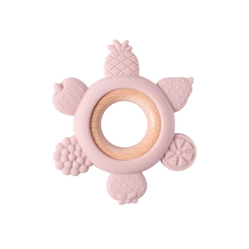 Silicone Animal Teether Ring for Babies Pink