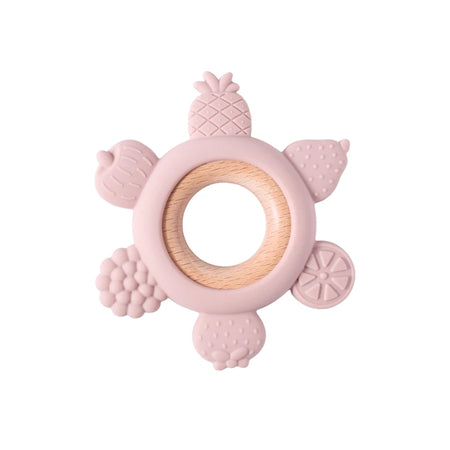 Silicone Animal Teether Ring for Babies Pink
