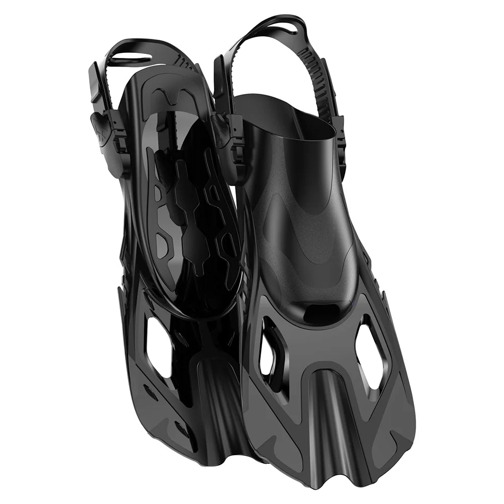 Snorkel Fins &ndash; Adjustable Open Heel Design for All Sizes Black / S/M