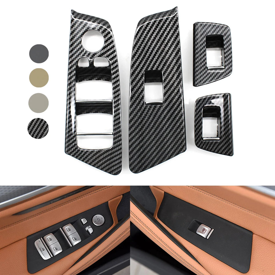 Logu slēdža paneļa oglekļa šķiedras apdare BMW 5 sērijai M5 G30 G31 F90 iekšējai uzlabošanai