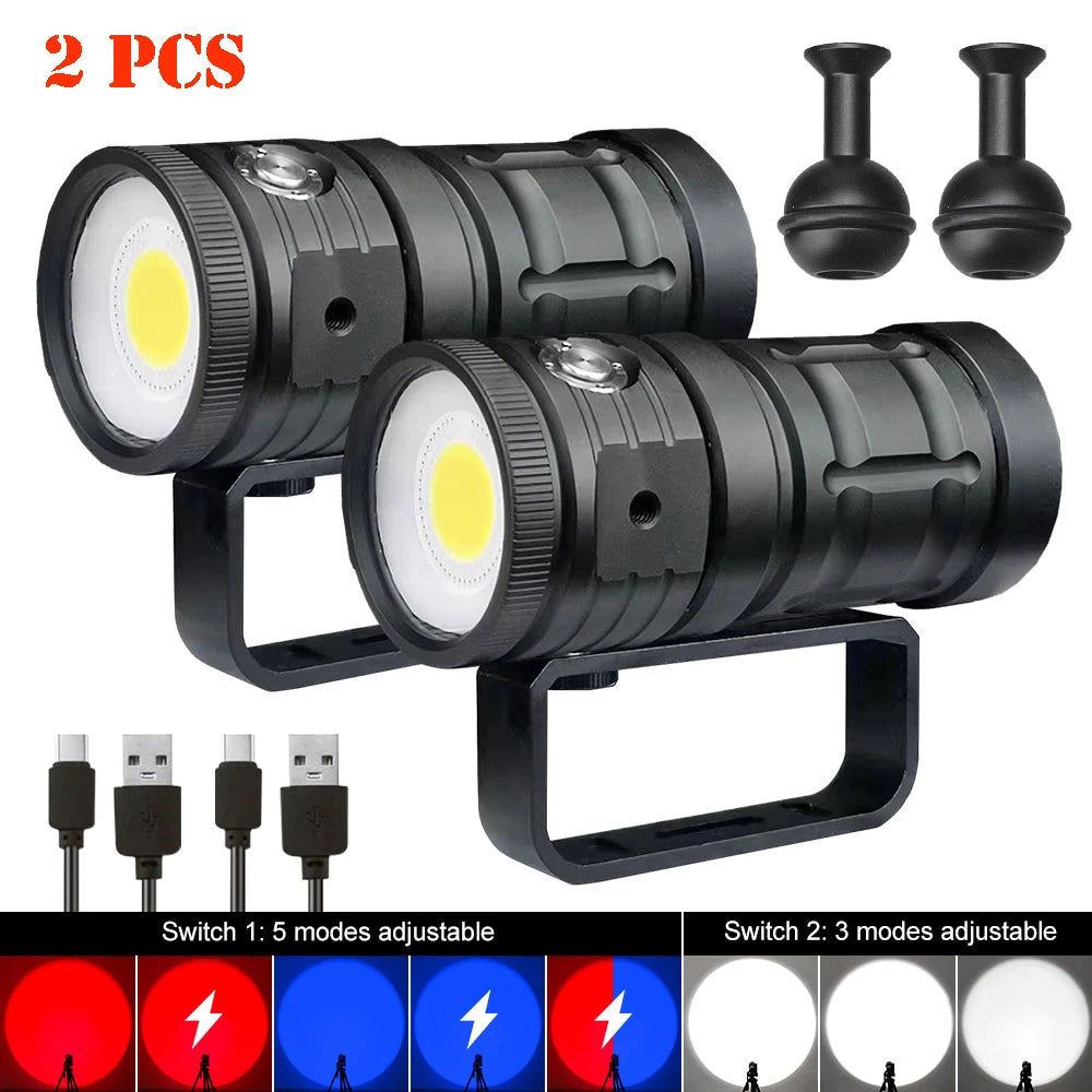 VASTFIRE Professional LED Diving Flashlight &ndash; 18000 Lumens Waterproof Illumination 2 PCS With Battery