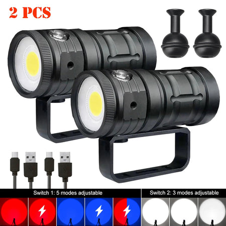 VASTFIRE Professional LED Diving Flashlight &ndash; 18000 Lumens Waterproof Illumination 2 PCS With Battery