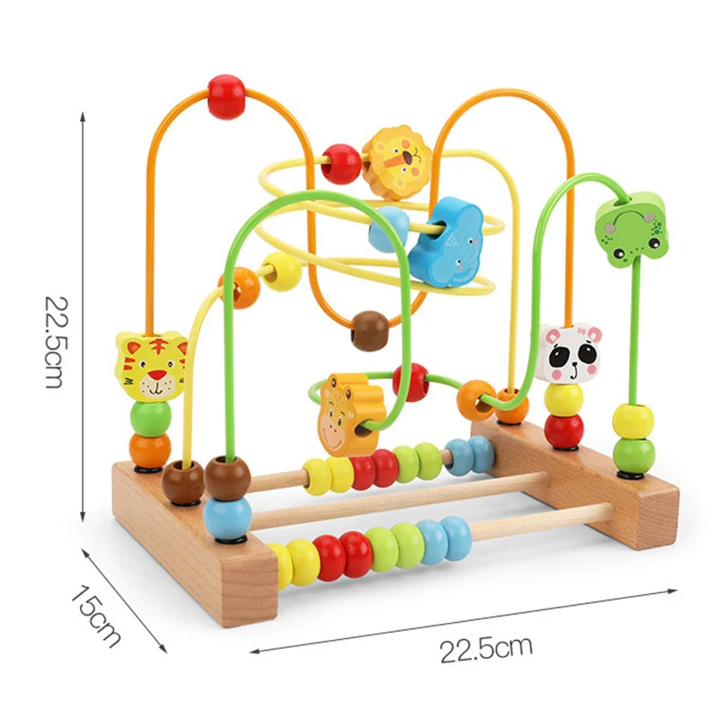 Montessori Wooden Roller Coaster Bead Maze Toys for Toddlers
