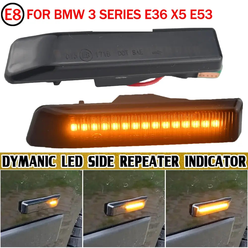2pcs Flowing Dynamic LED Turn Signal Lights Side Marker Indicator Blinker For BMW X5 E53 1999-2006 E36 63132492179 63137164491 by InterCyprus Trading Ltd