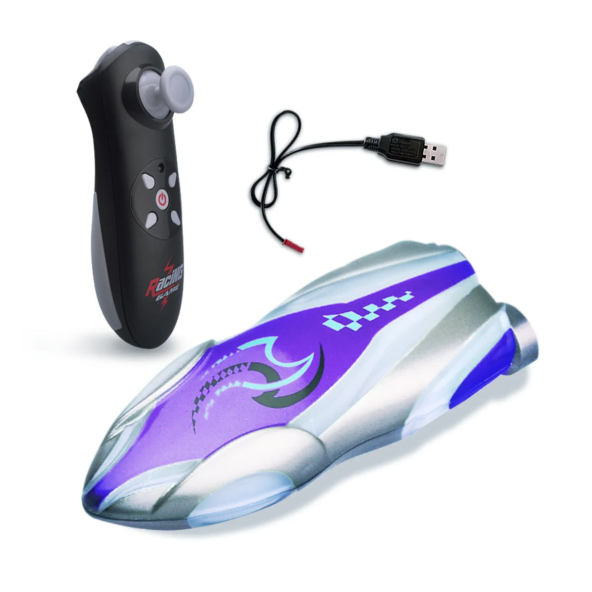 Mini RC Boat Stunt 360 Degree Palm Sized Ship &ndash; LED Light violet