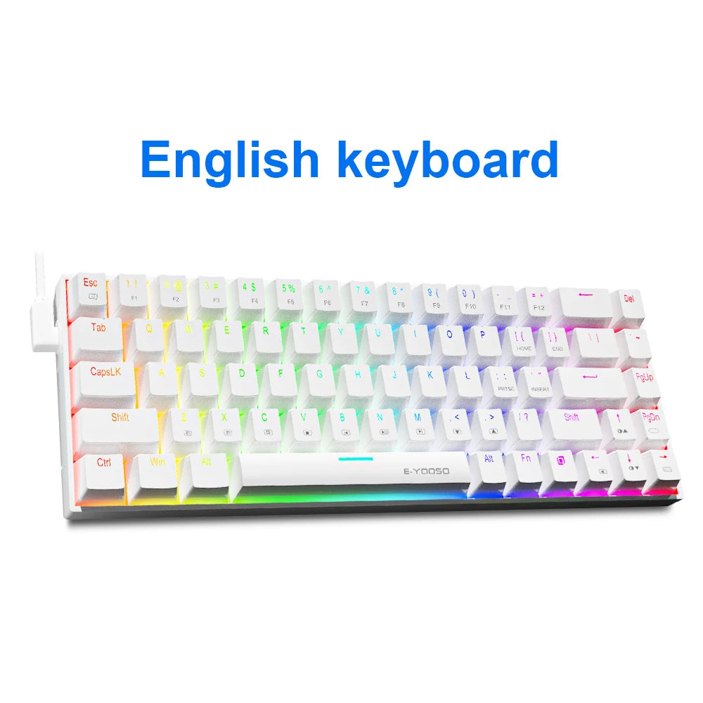 E-YOOSO Z686 RGB USB 60 Percent Mechanical Keyboard &ndash; Slim Z686RGB-White / Red Switch